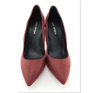 Unworn VIA SPIGA Bordeaux Wine Pin Head Leather Pumps 8
